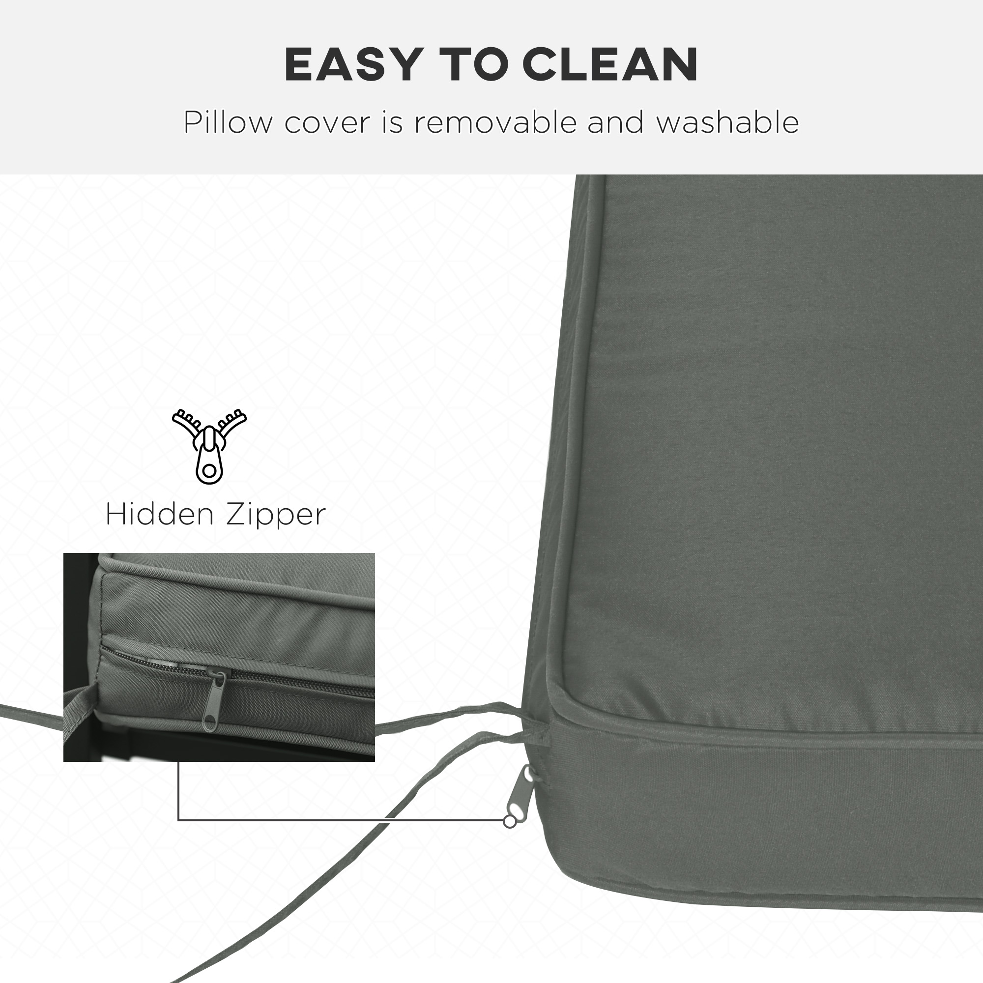 Grey 120cm 2 Seater Garden Bench Cushion