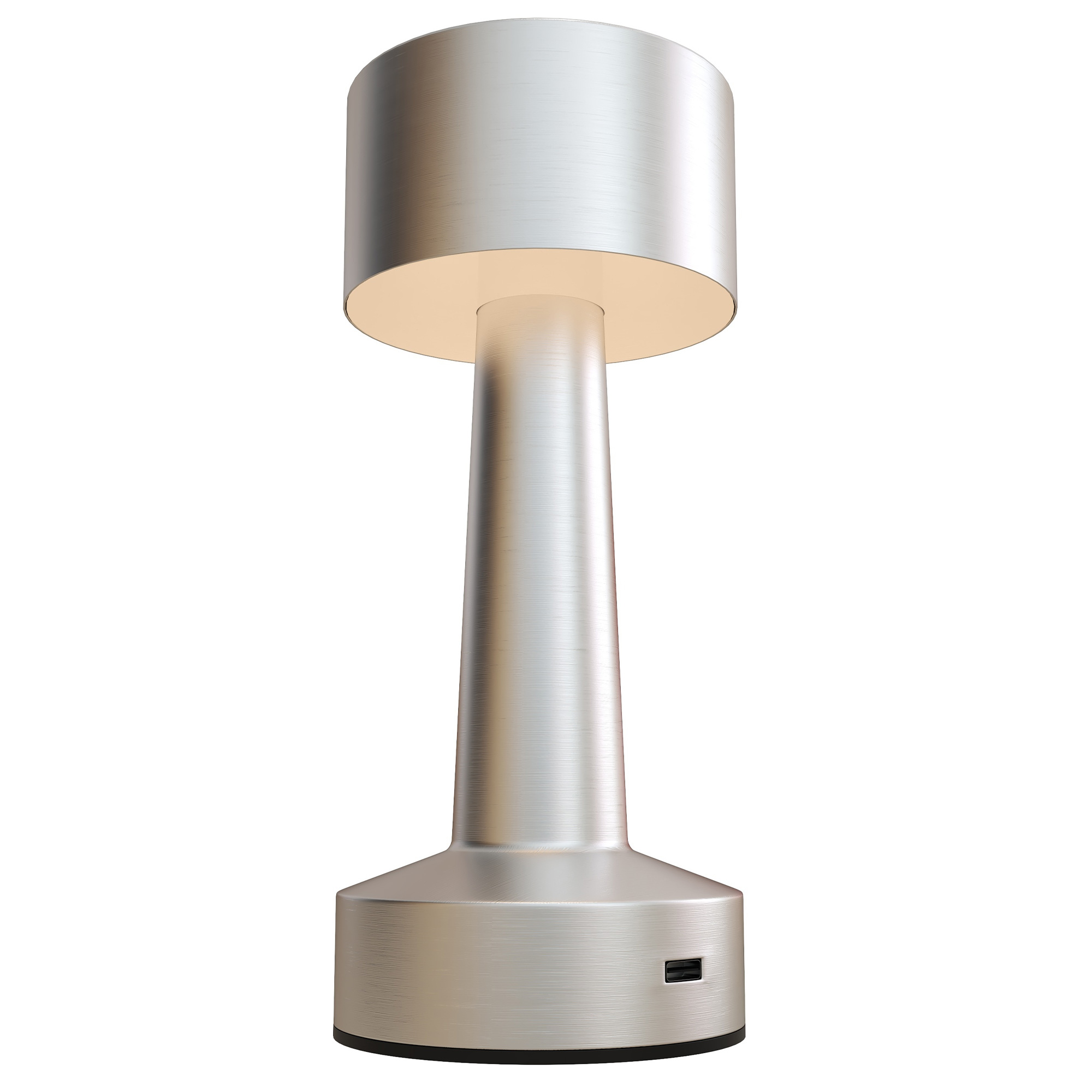 Cordless silver touch LED table lamp with USB-C charging
