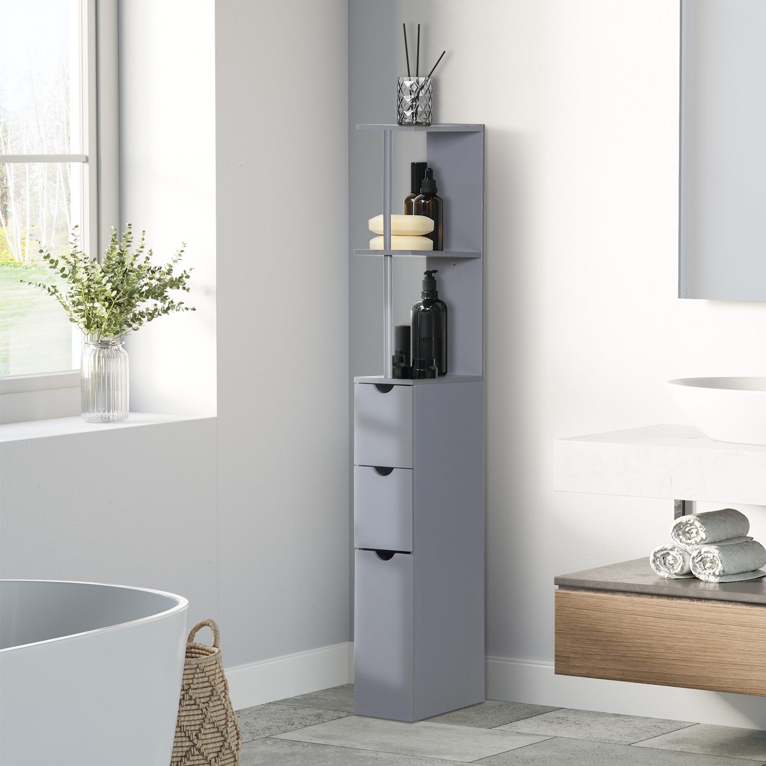 A Tall, Narrow Bathroom Cabinet That Makes the Most of a Small Space