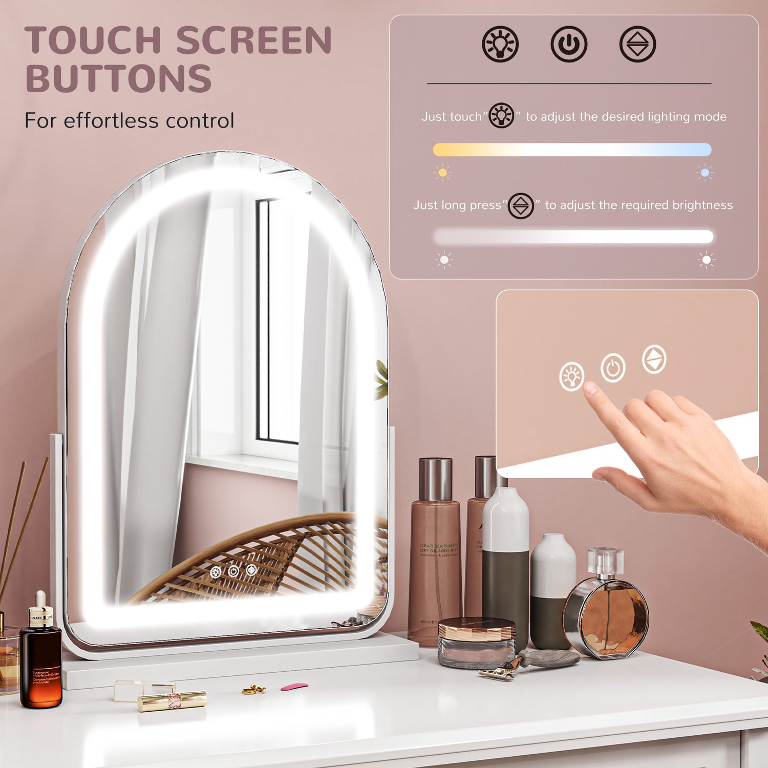 Dimmable White LED Vanity Mirror