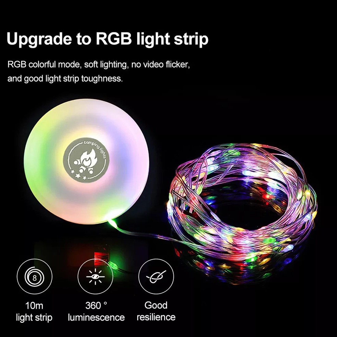 2 Pack Portable Camping String Lights