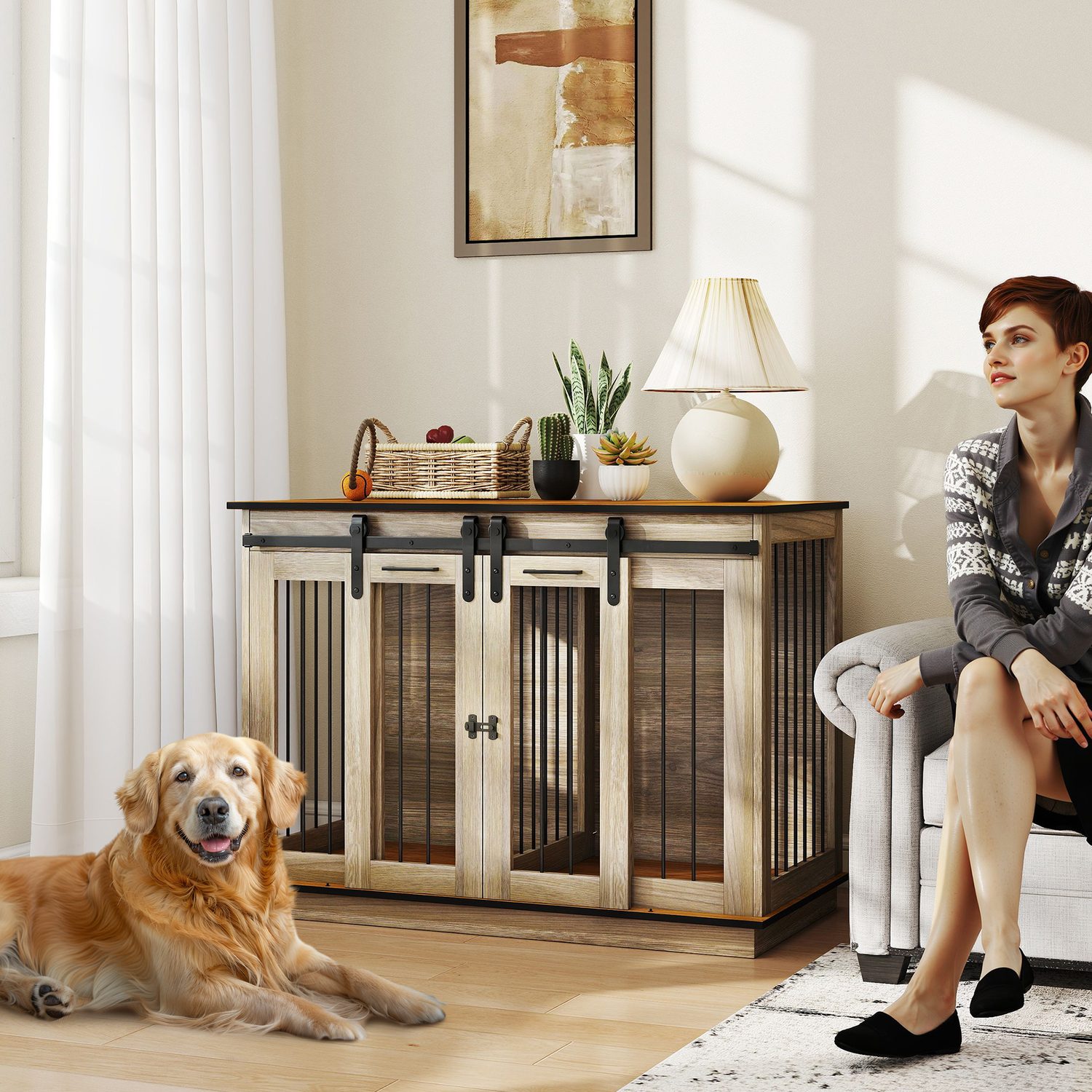 A Double Dog Crate Built to Look Like Furniture, Not a Cage