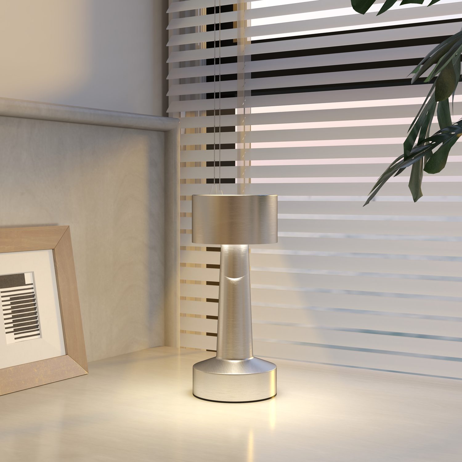 Cordless Silver Touch LED Table Lamp for Flexible Rooms