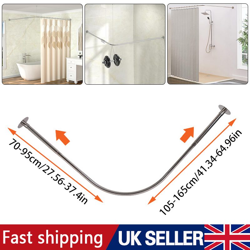 Adjustable L-shaped shower curtain rail