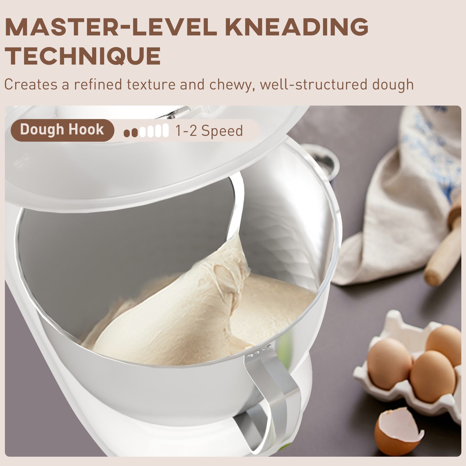 1300W White Stand Mixer