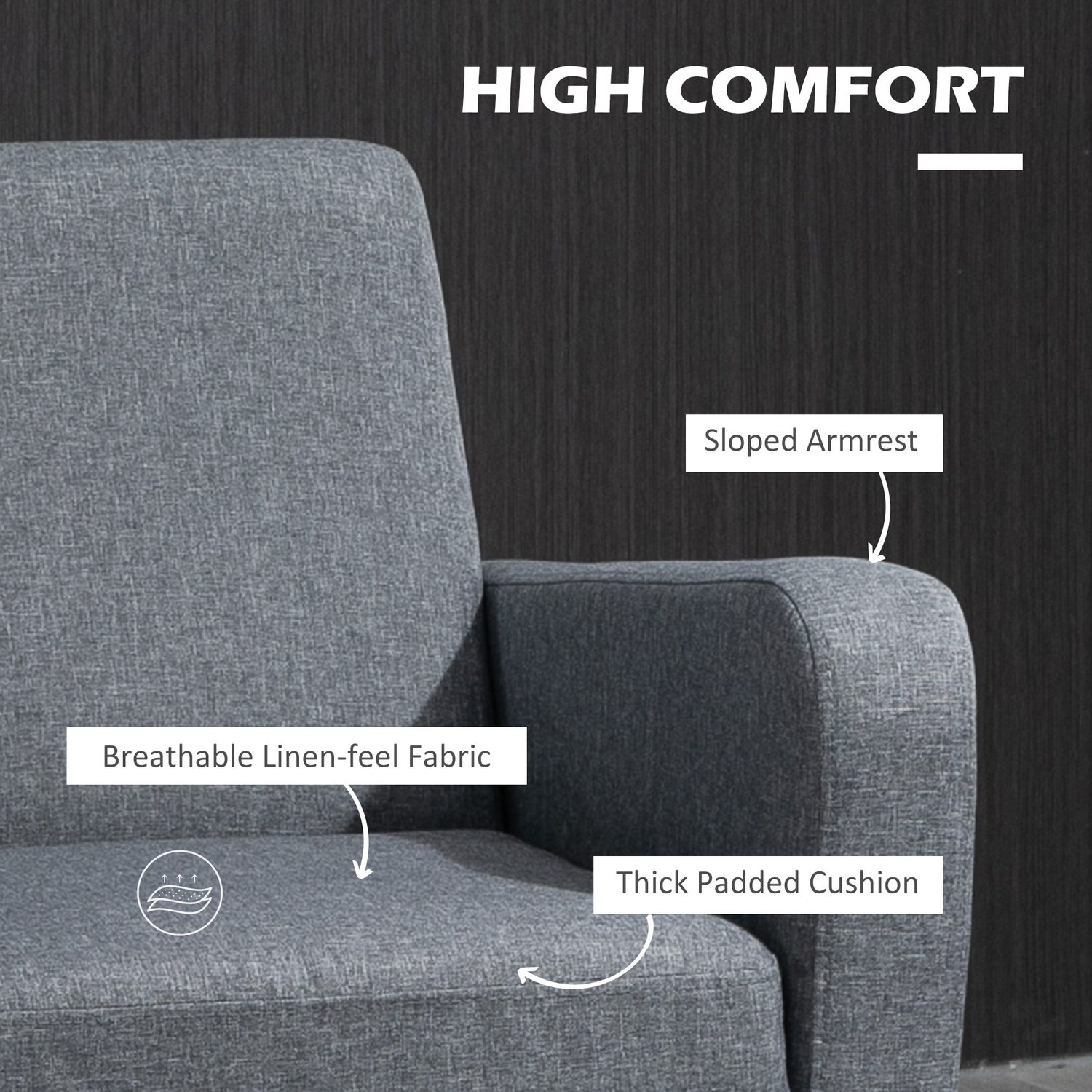 Modern Grey Linen-Feel Accent Chair