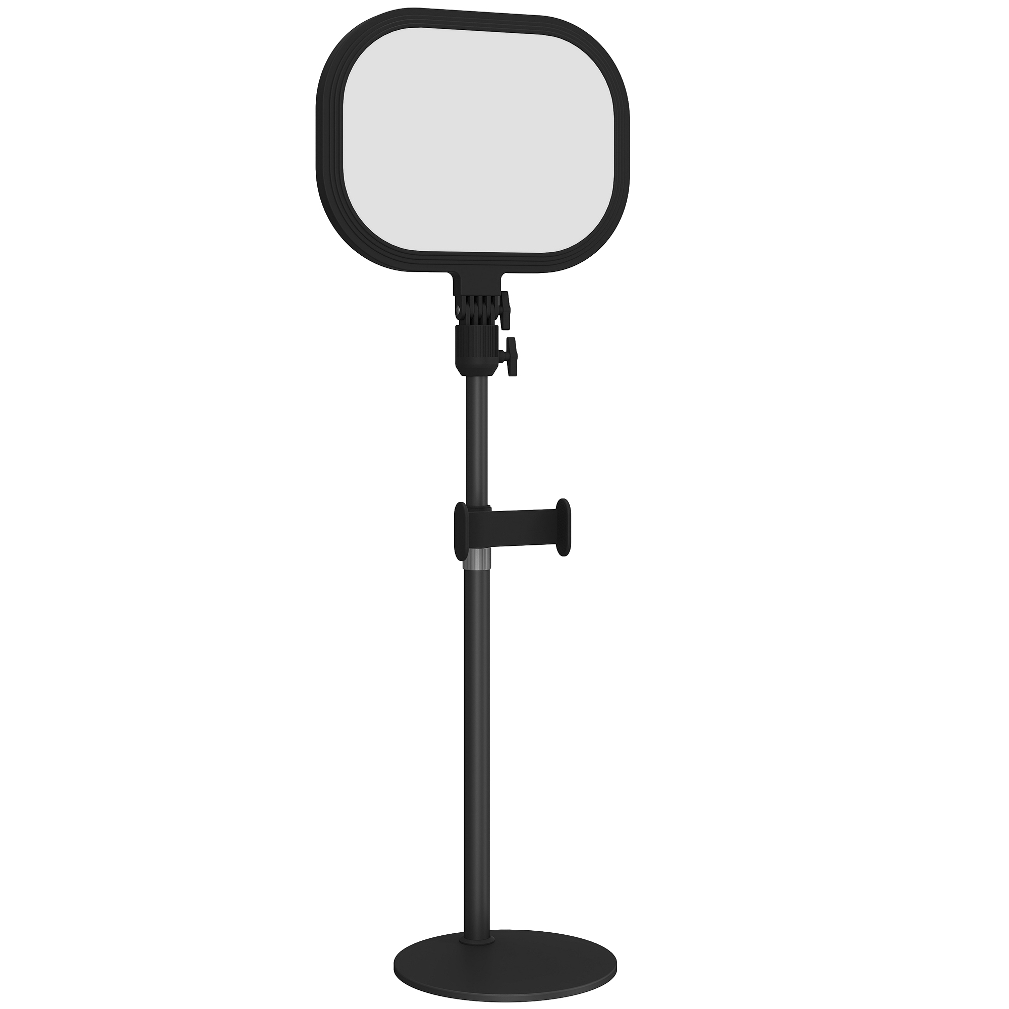 Dimmable video conference selfie light with a phone holder built into the clip