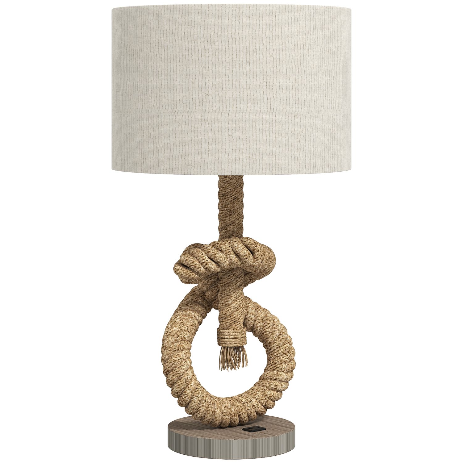 Nautical rope-knot LED table lamp with USB charging port