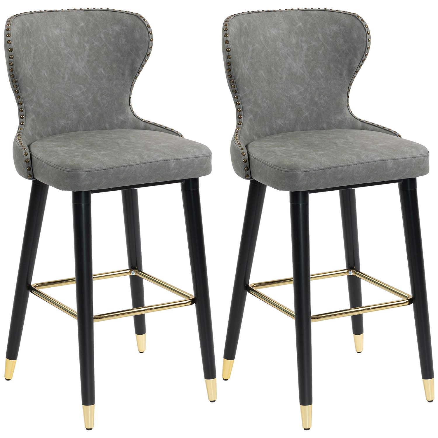 Grey Leather Bar Stools