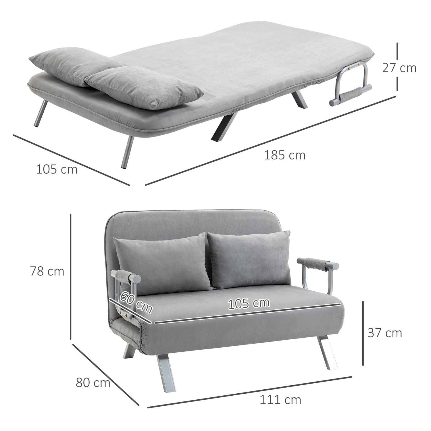 Light Grey Click-Clack Sofa Bed