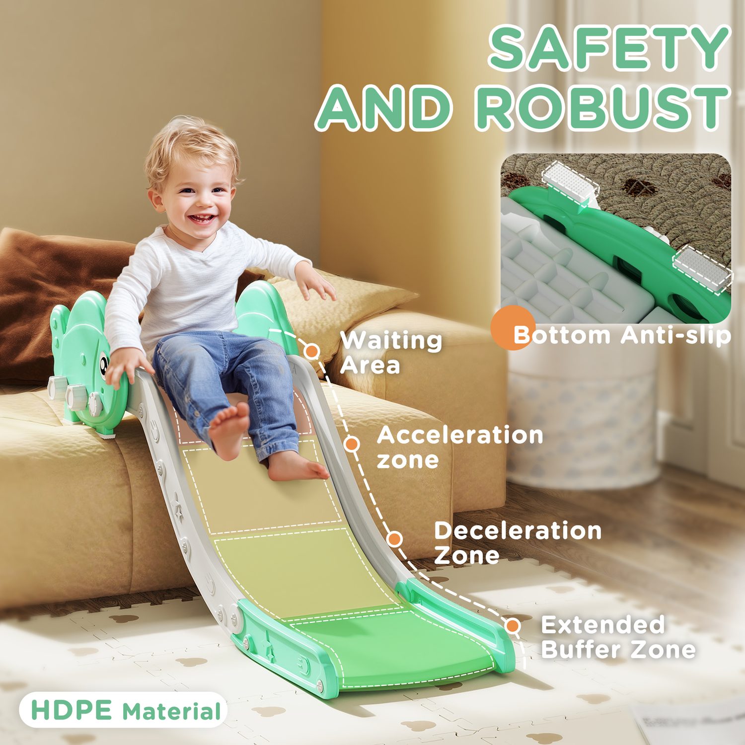 Turn sofas and beds into safe toddler slide fun