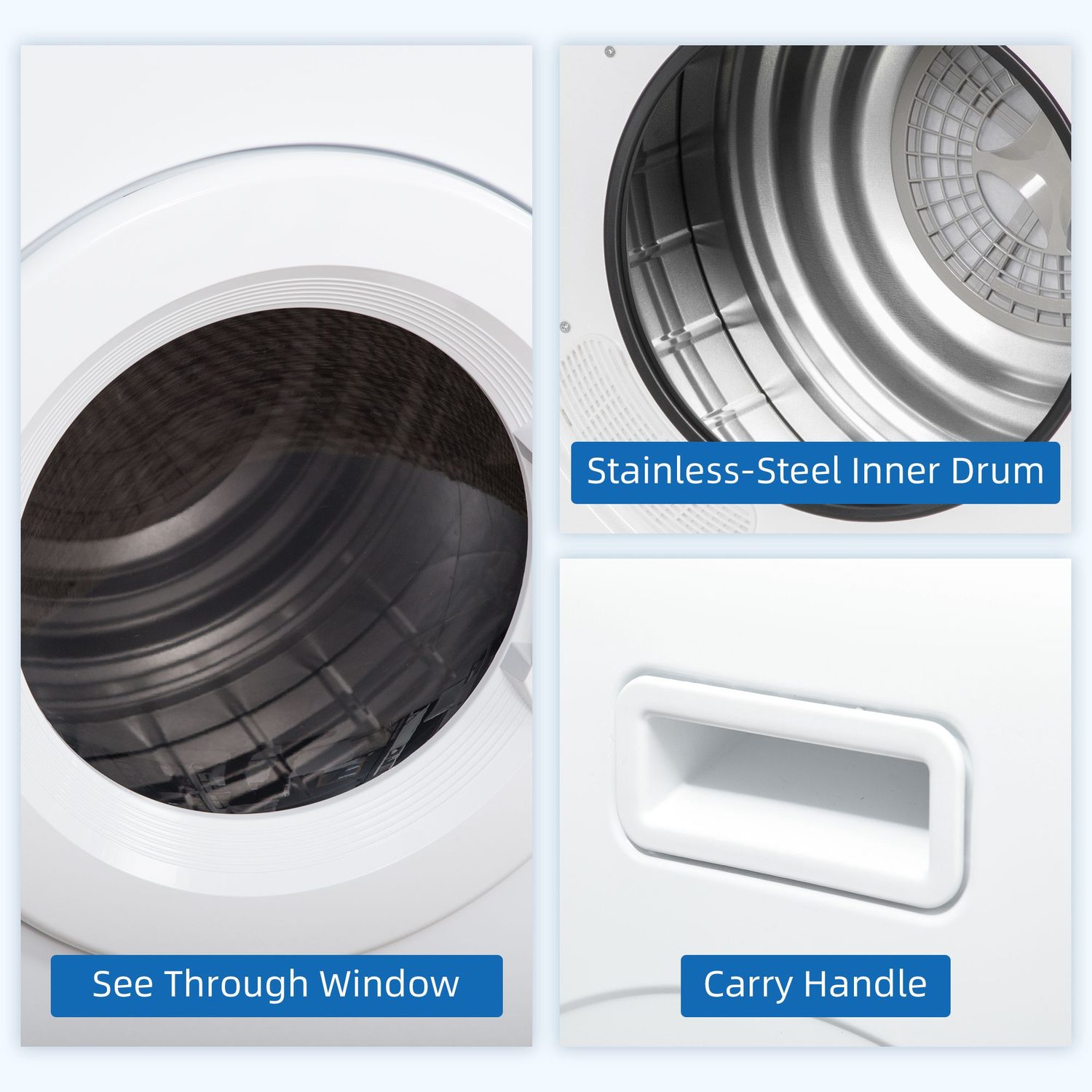 Compact 6kg White Tumble Dryer for Flexible Setup