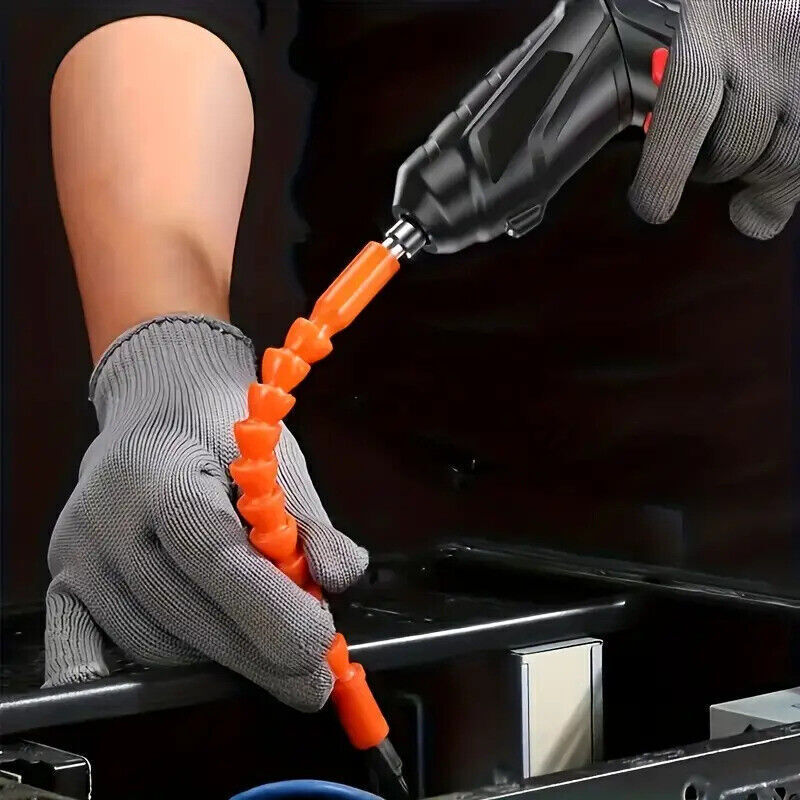 Compact rechargeable electric screwdriver with case of 47 bits, USB charging cable visible alongside