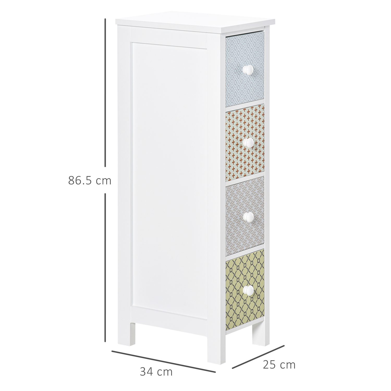 Stylish 4-Drawer Storage Cabinet for Bedrooms & Bathrooms