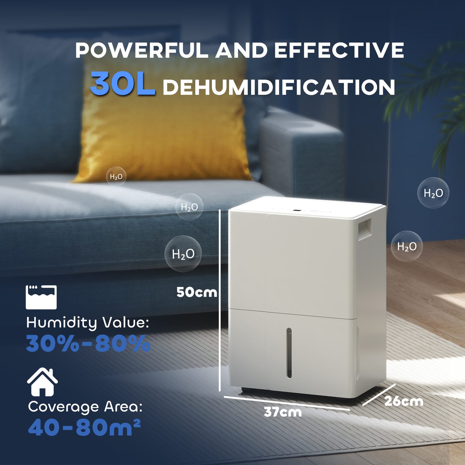 30L Dehumidifier for Indoor Clothes Drying