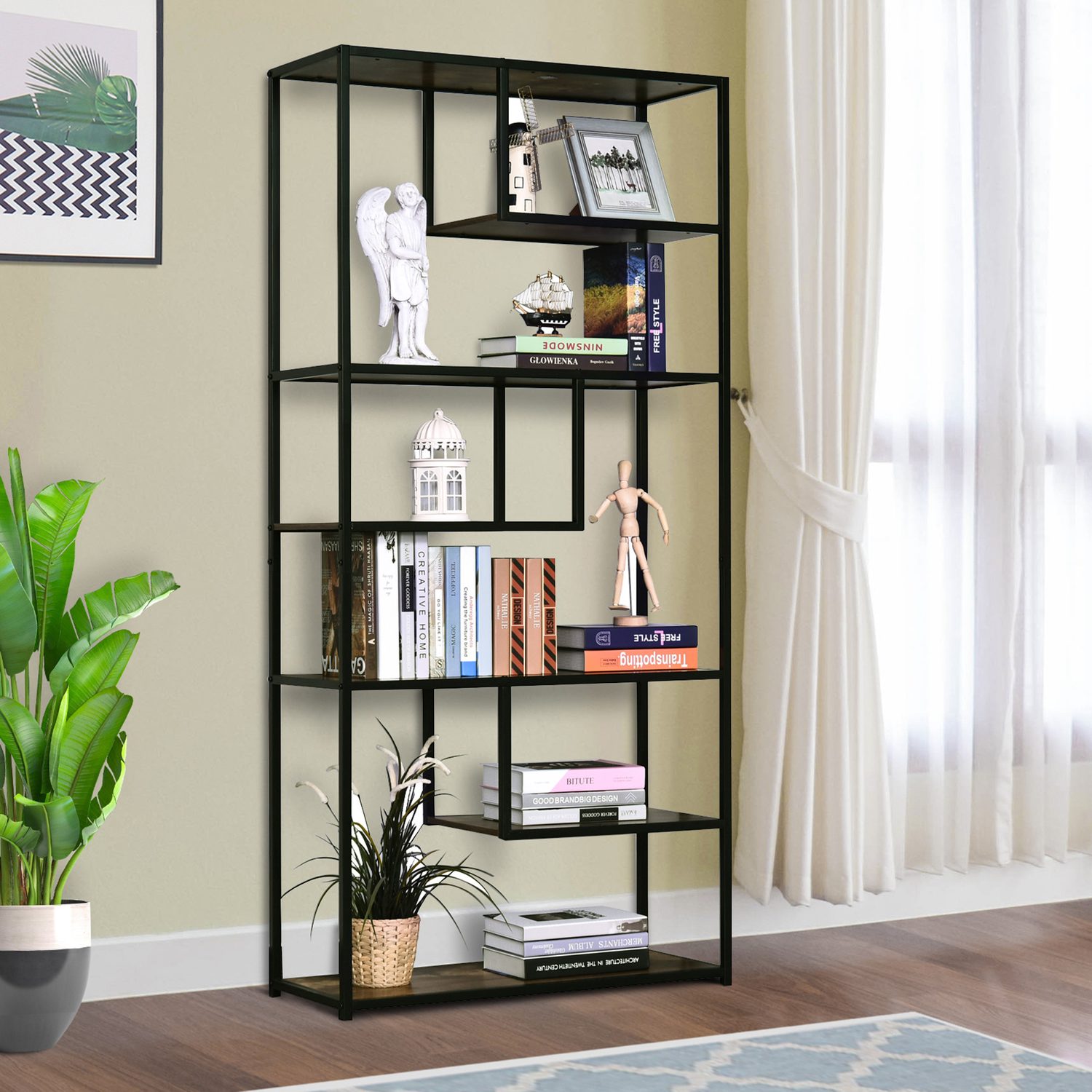 6-Tier Industrial Bookcase for Effortless Organisation
