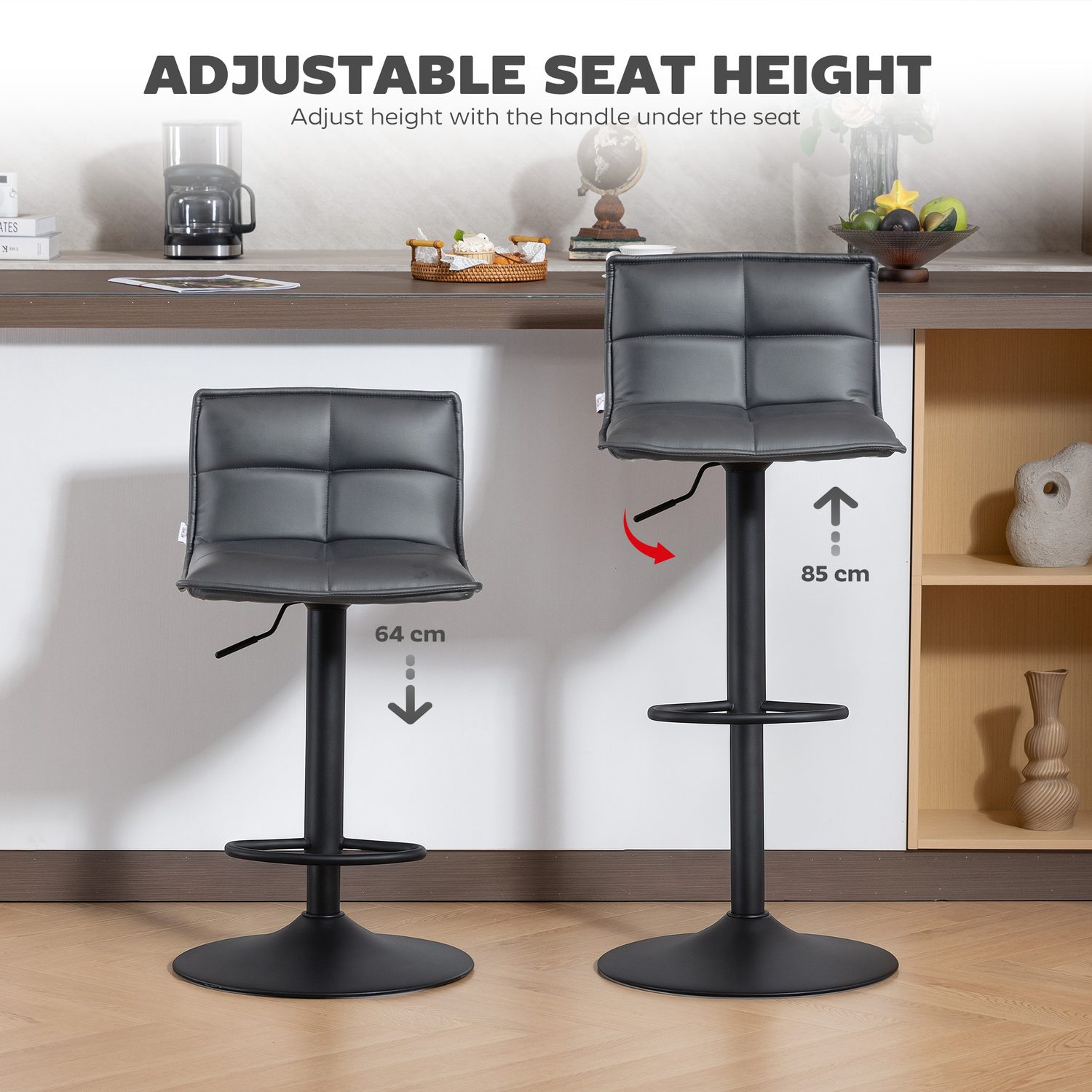 Modern Dark Grey Swivel Bar Stools