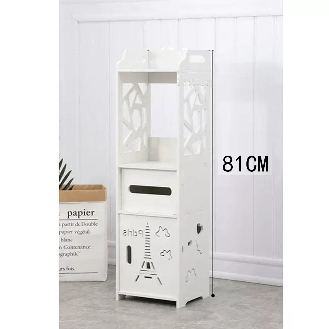 A Slim White Storage Tower That Keeps Your Bathroom Clutter-Free