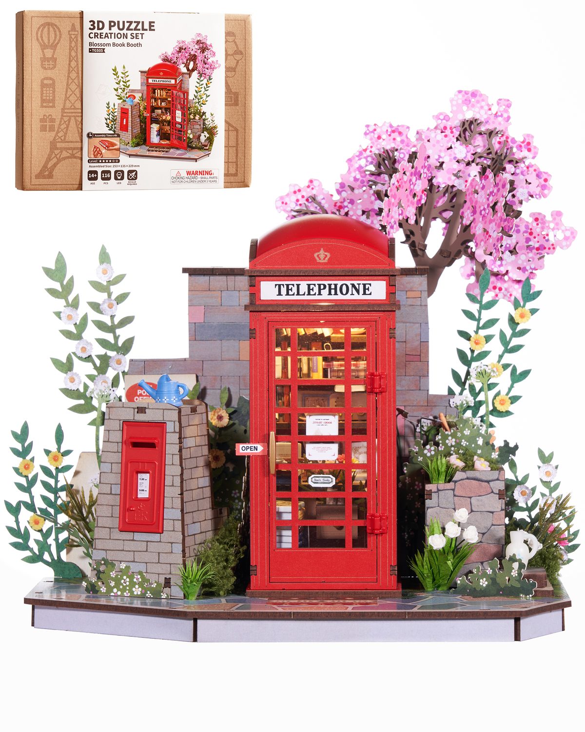 Robotime Cherry Blossom 3D Wooden Puzzle Book Stand Kit