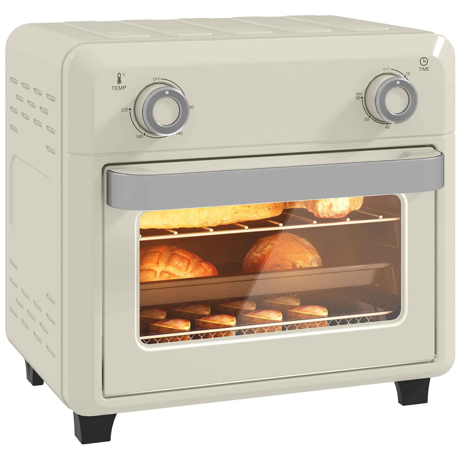 10L air fryer oven in cream with retro dials